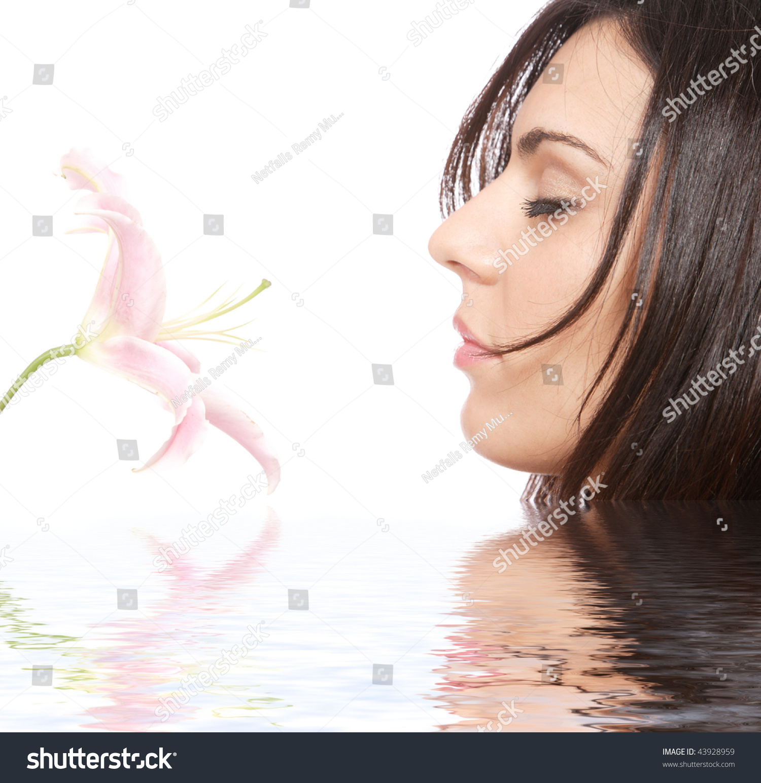 Portrait Sexy Woman Flower Over White Stock Photo Shutterstock