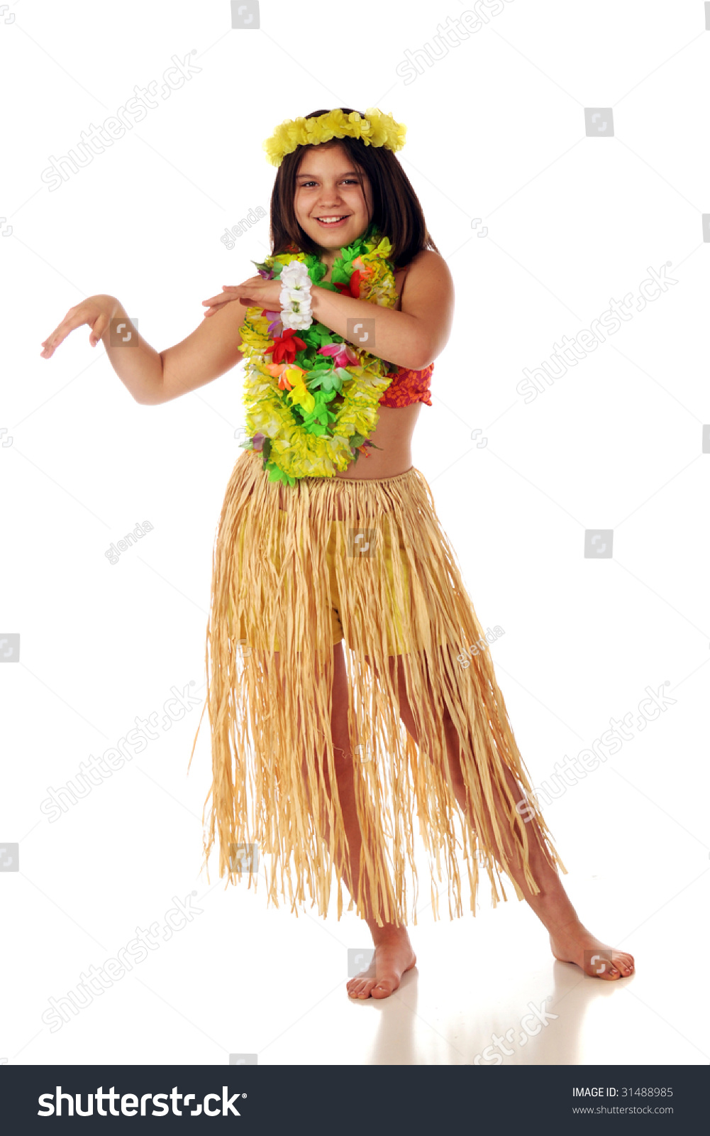 grass skirts and leis