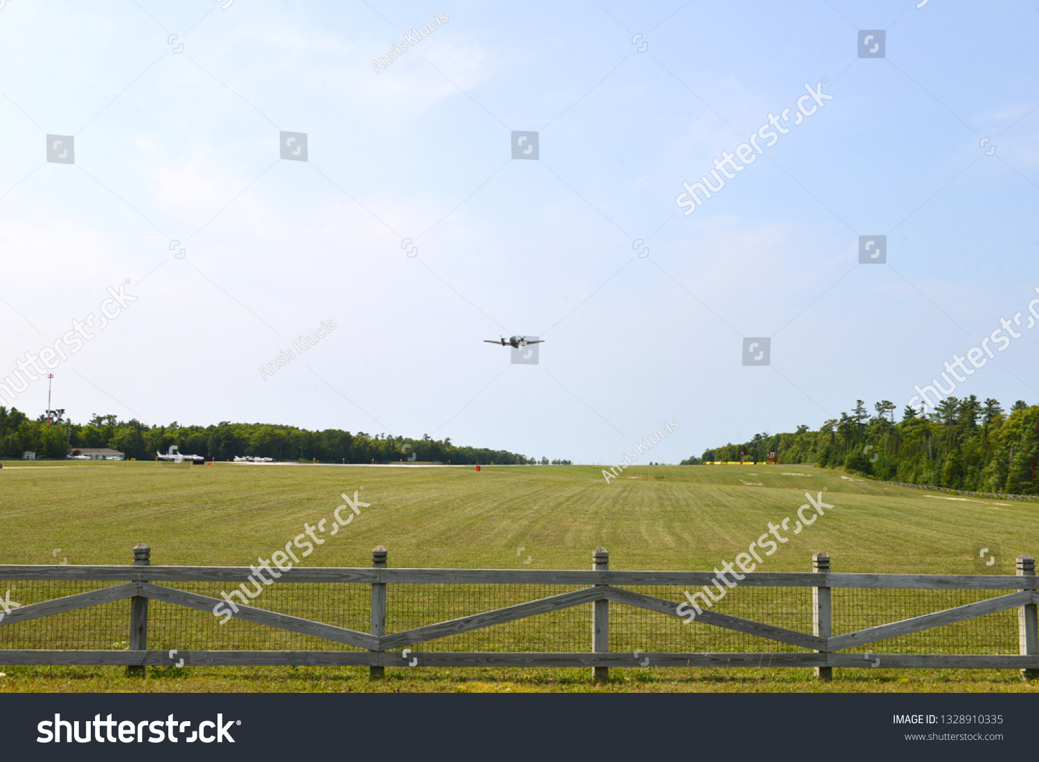 5 Mackinac Island Airport Images Stock Photos Vectors Shutterstock   Stock Photo A Private Plane Rises From The Mackinac Island Airport 1328910335 