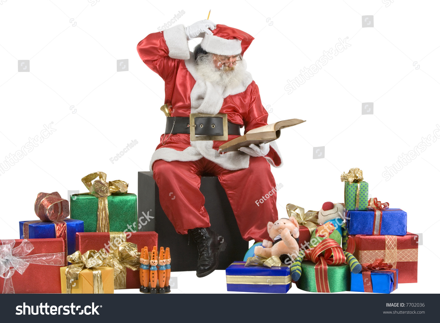 A Real Santa Claus Portrait Checking His List Stock Photo 7702036 ...