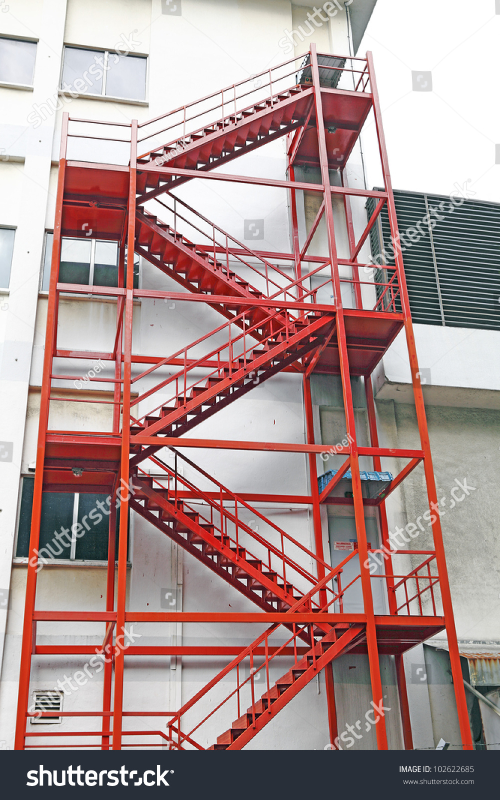 Red Color Fire Escape Ladder On Stock Photo 102622685 - Shutterstock