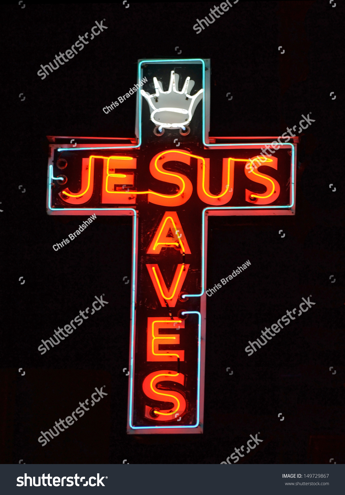 Red Neon Sign Reading Jesus Saves Stock Photo 149729867 - Shutterstock