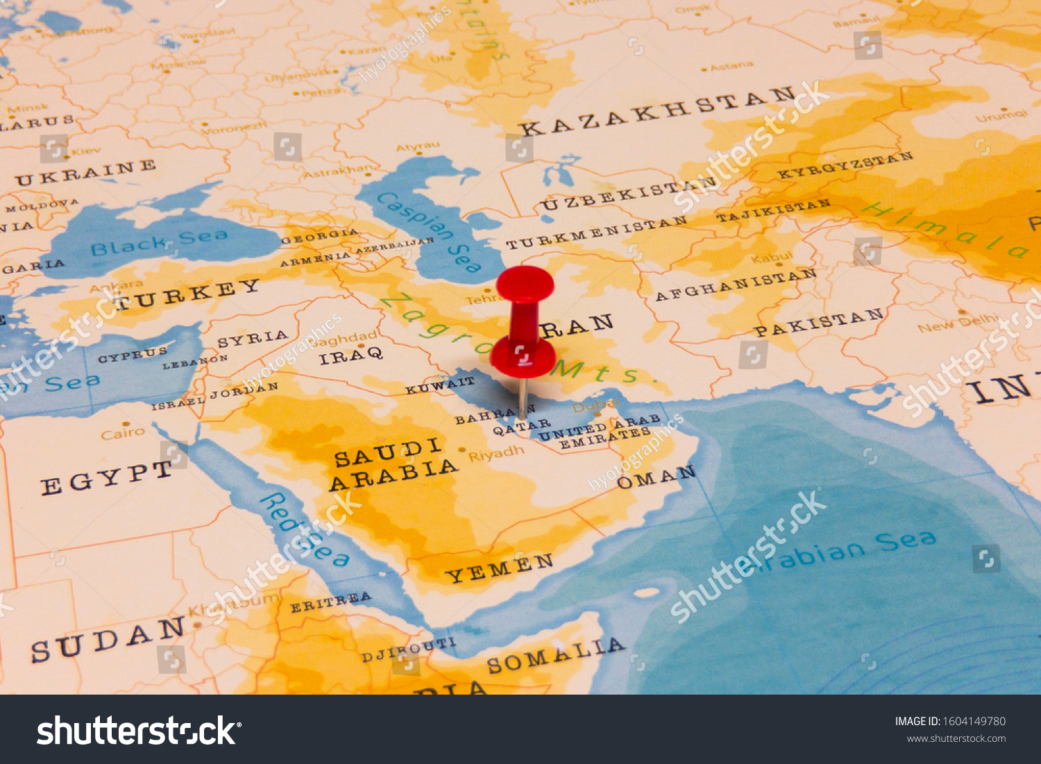 Doha Qatar In World Map Red Pin On Qatar World Map Stock Photo 1604149780 | Shutterstock