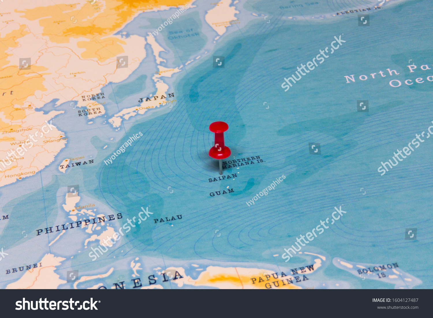 Saipan Map In The World Red Pin On Saipan World Map Stock Photo 1604127487 | Shutterstock