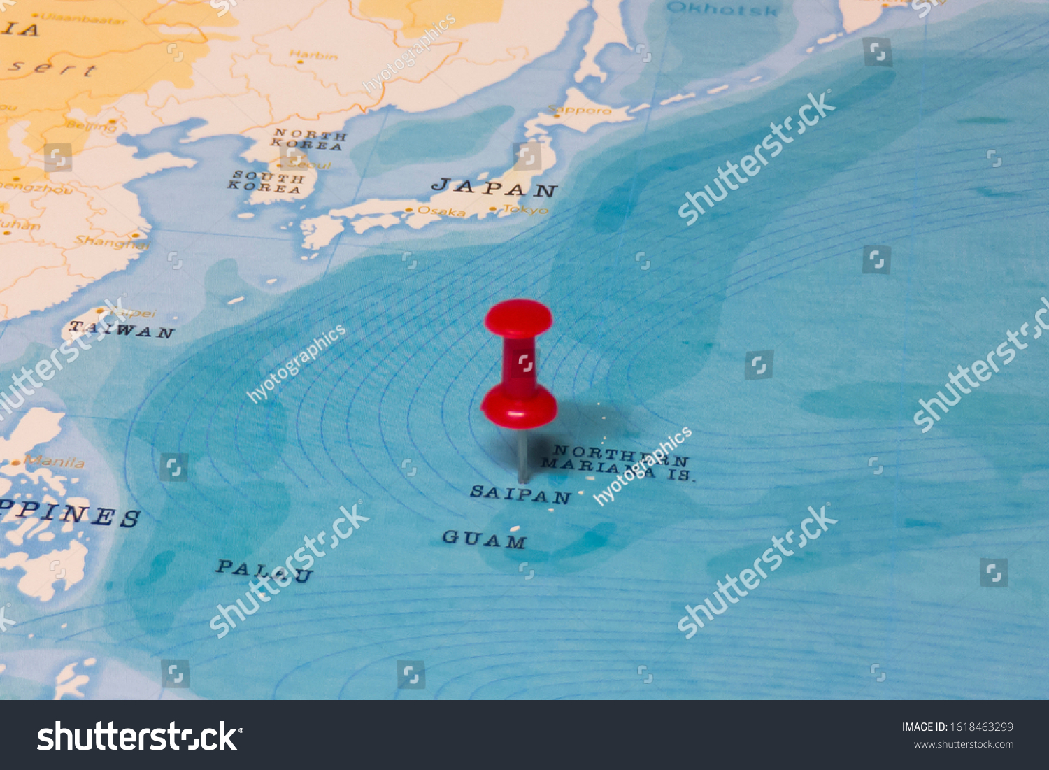 Saipan Map In The World Red Pin On Saipan World Map Stock Photo 1618463299 | Shutterstock