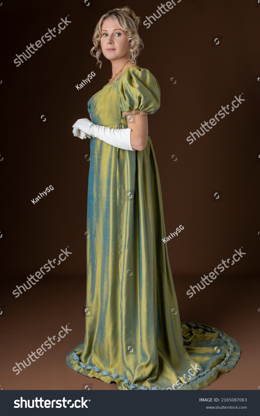 Regency Woman Wearing Green Shot Silk Stock Photo 2165087063 | Shutterstock