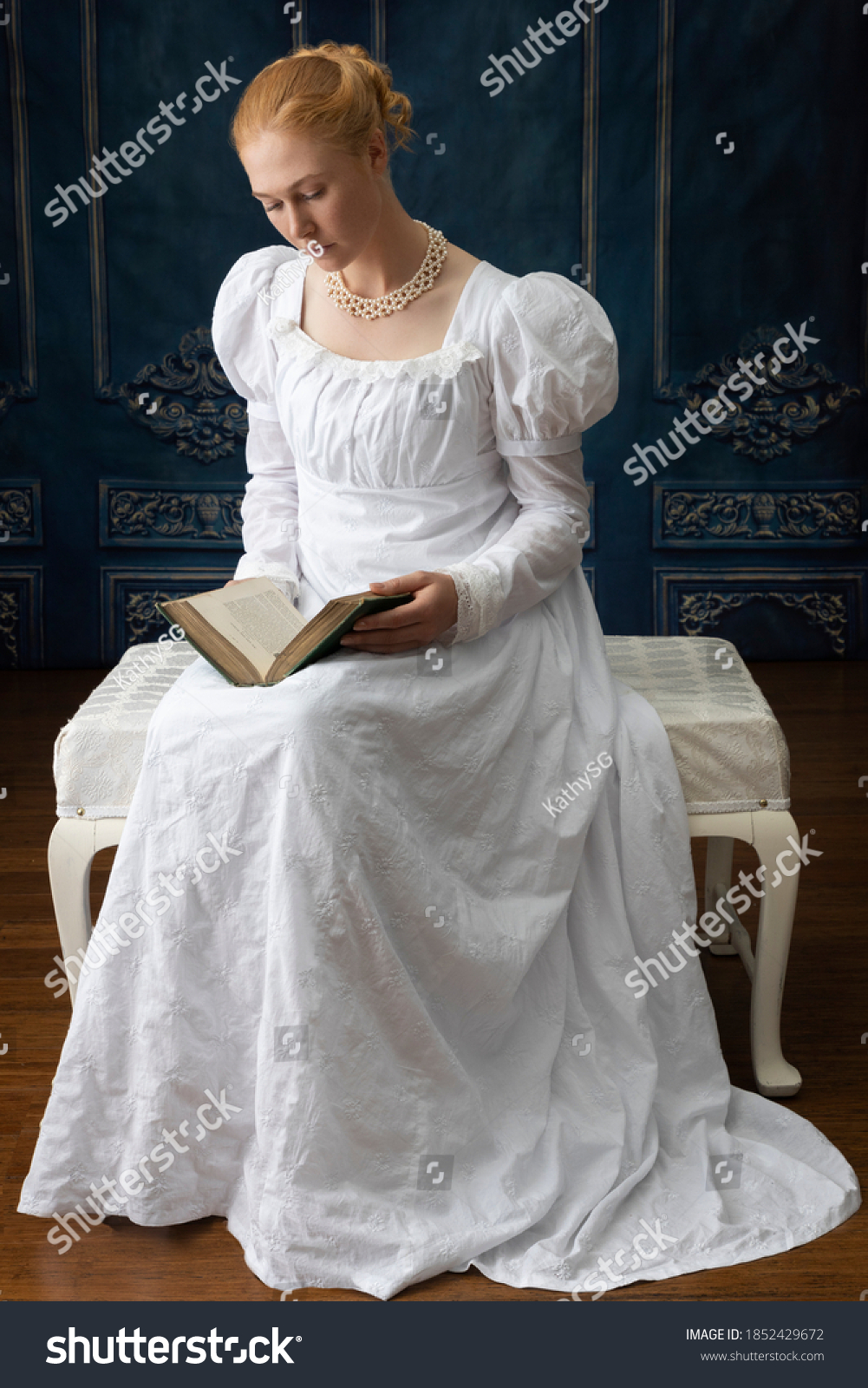 Regency Woman Wearing White Muslin ...