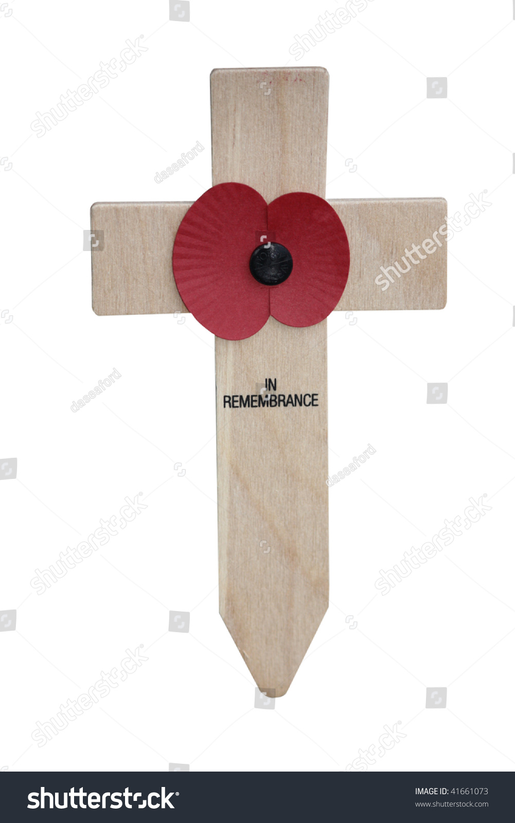 Remembrance Day Poppy On Wooden Cross Stock Photo 41661073 - Shutterstock