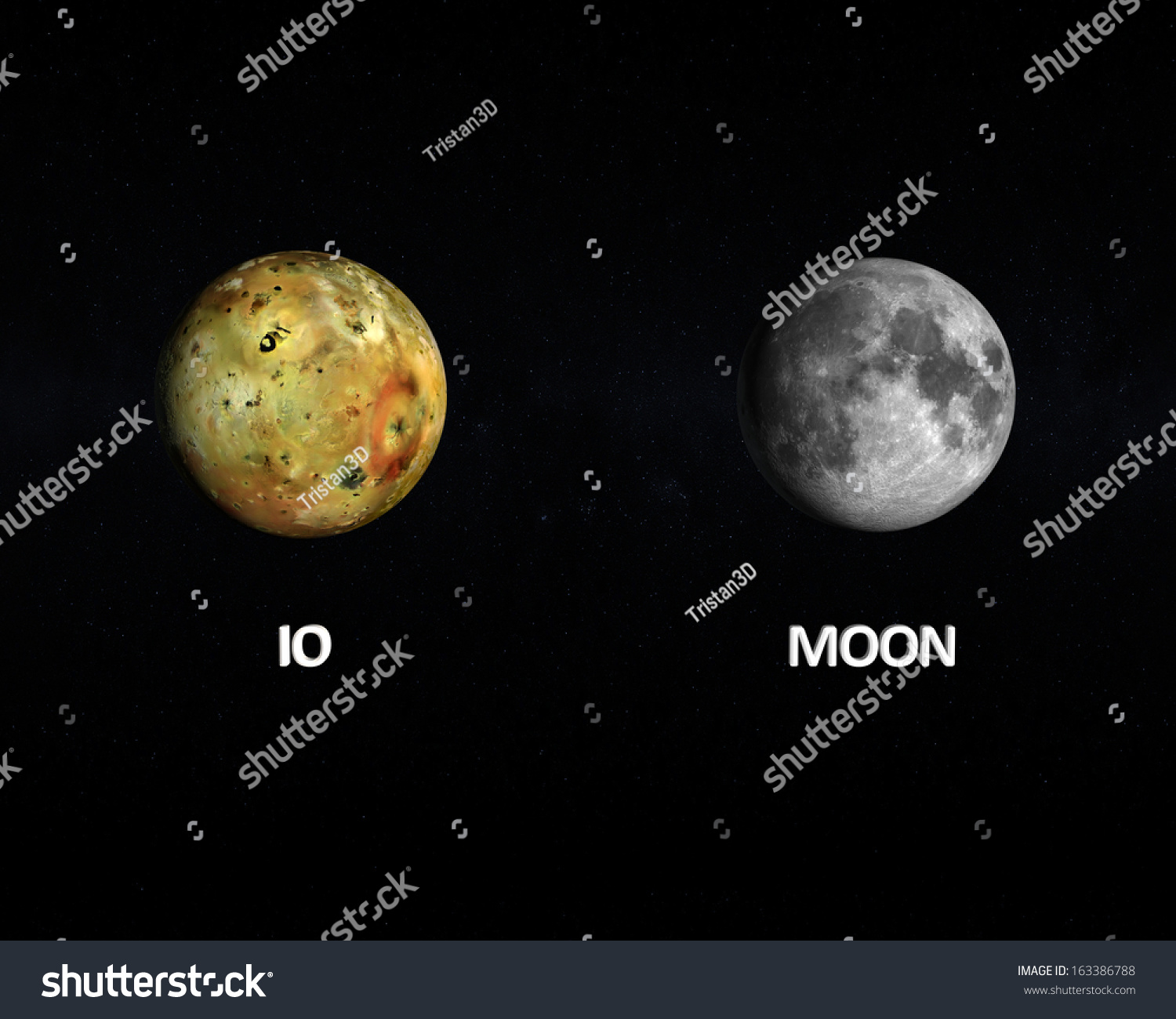 Rendered Size Comparison Jupiter Moon Io Stock Illustration 163386788