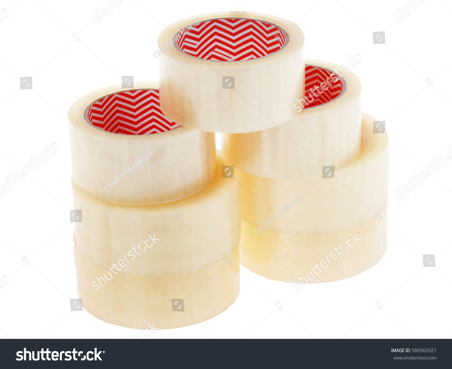 Roll Transparent Adhesive Tape On White Stock Photo 589565921