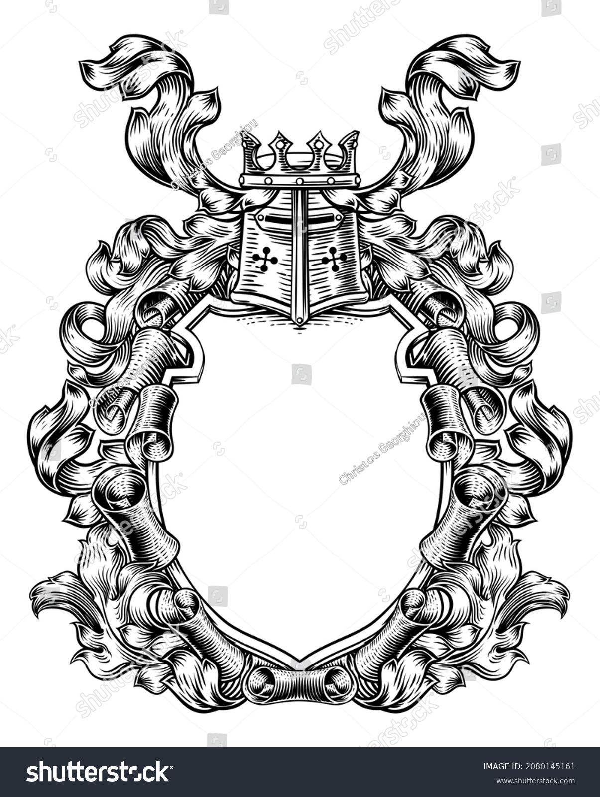 Royal Coat Arms Scroll Shield Crest Stock Illustration 2080145161 ...