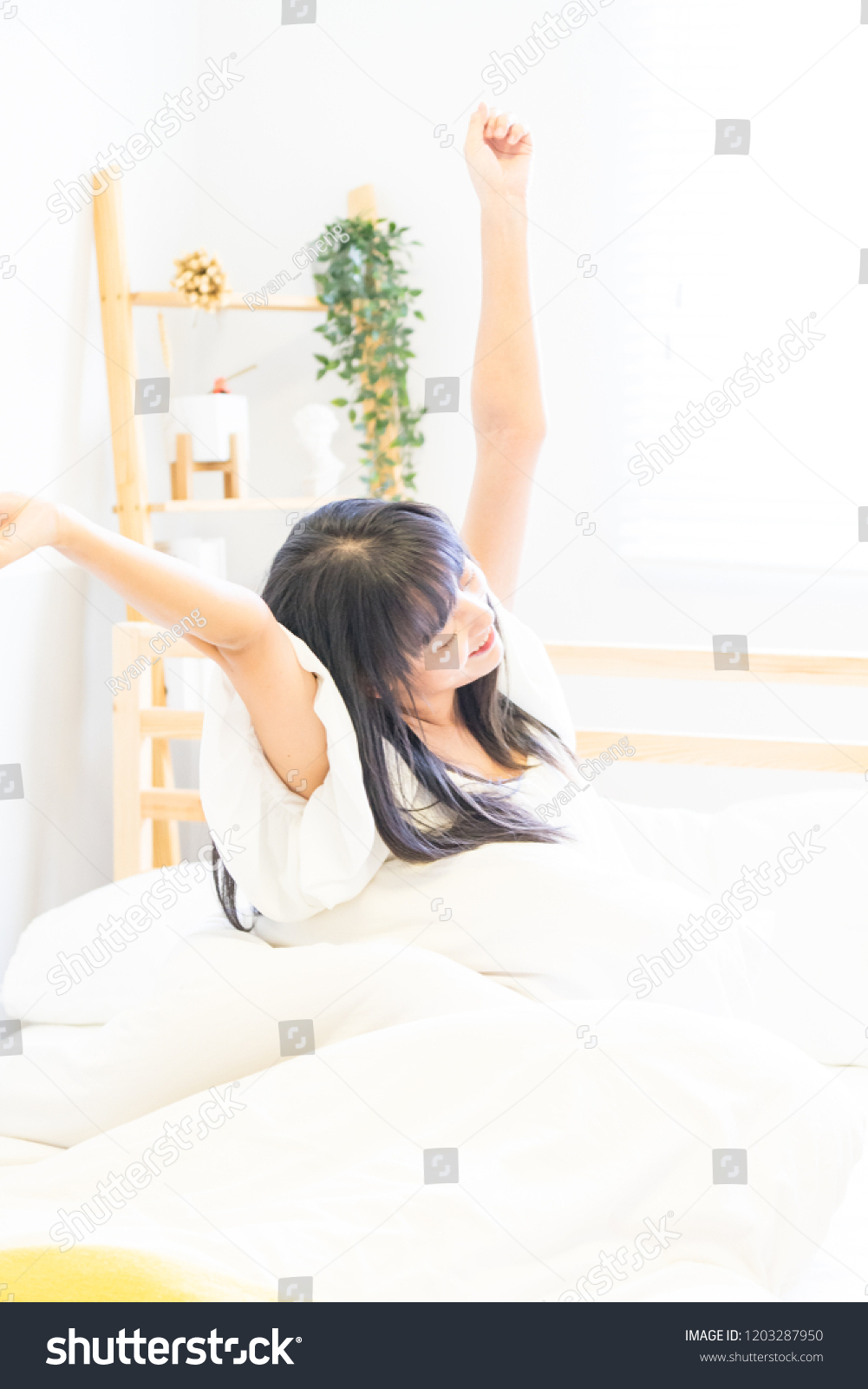 20s Chinese Girl Sleeping On Bed Foto Stock 1203287950 Shutterstock