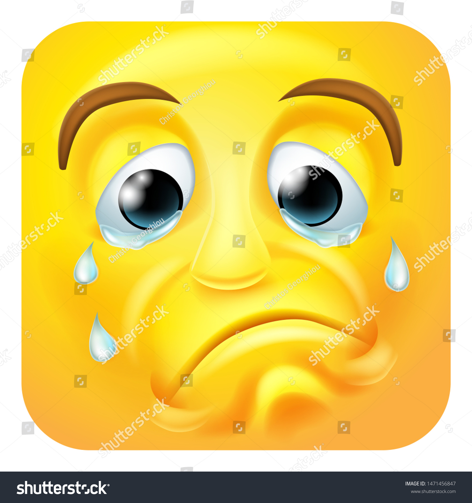 Sad Crying Depressed Emoji Emoticon Square Stock Illustration ...