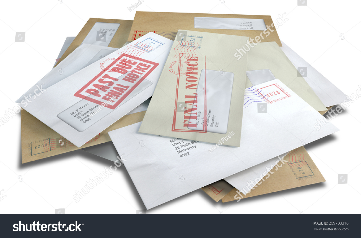 A Scattered Stack Of Regular Envelopes With Delivery Stamps And A Clear ...