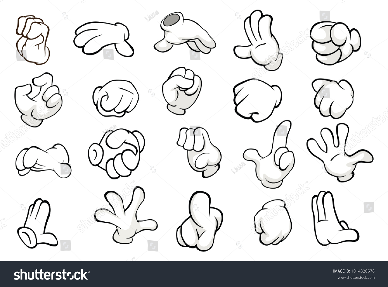 Set Cartoon Illustrations Hands Different Gestures Stock Illustration ...