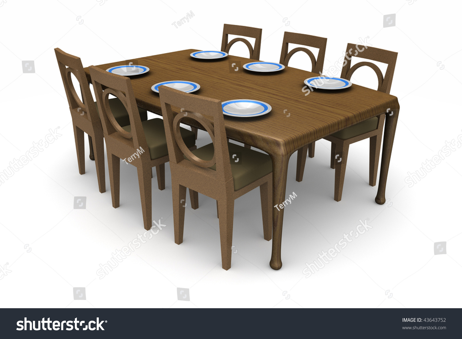 Set Dining Room Table Chairs Dinner Stock Illustration 43643752