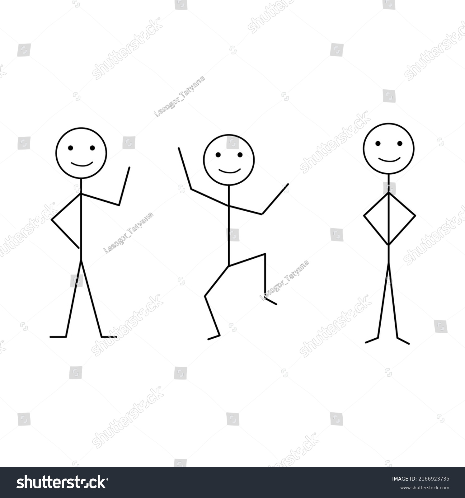 Set Pictograms Funny Little Men Isolated Stock Illustration 2166923735 ...