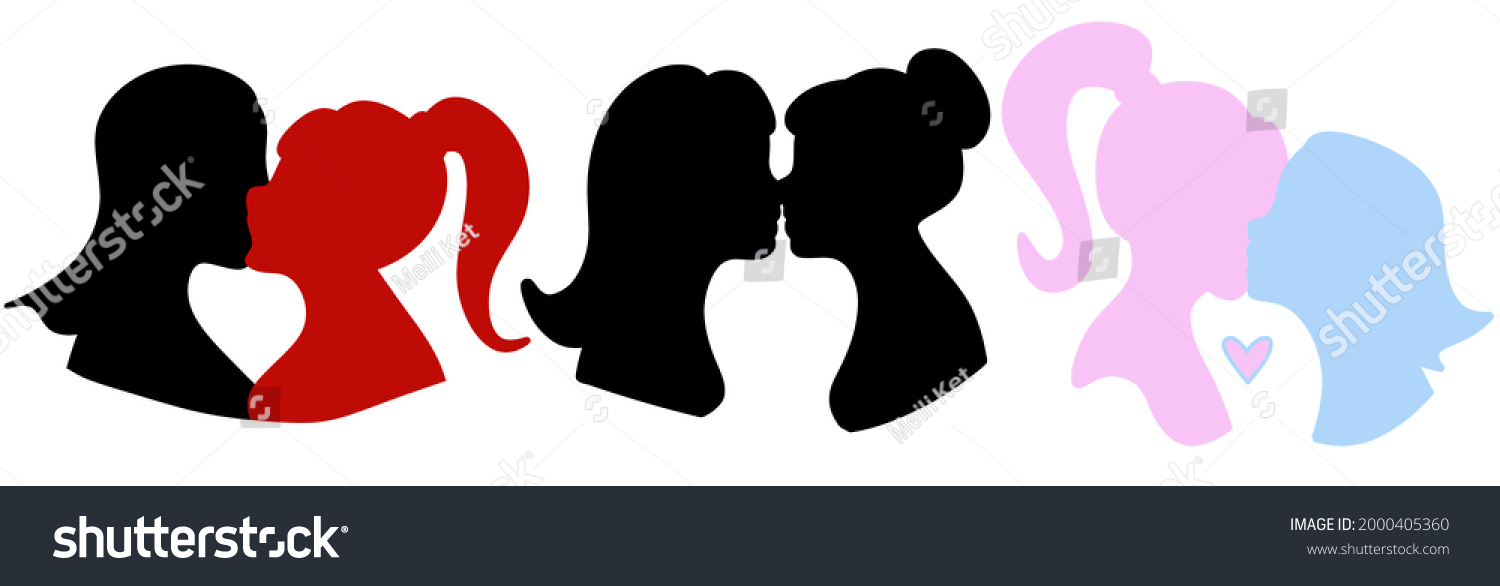 Set Silhouettes Loving Samesex Couples Different Stock Illustration 2000405360 Shutterstock