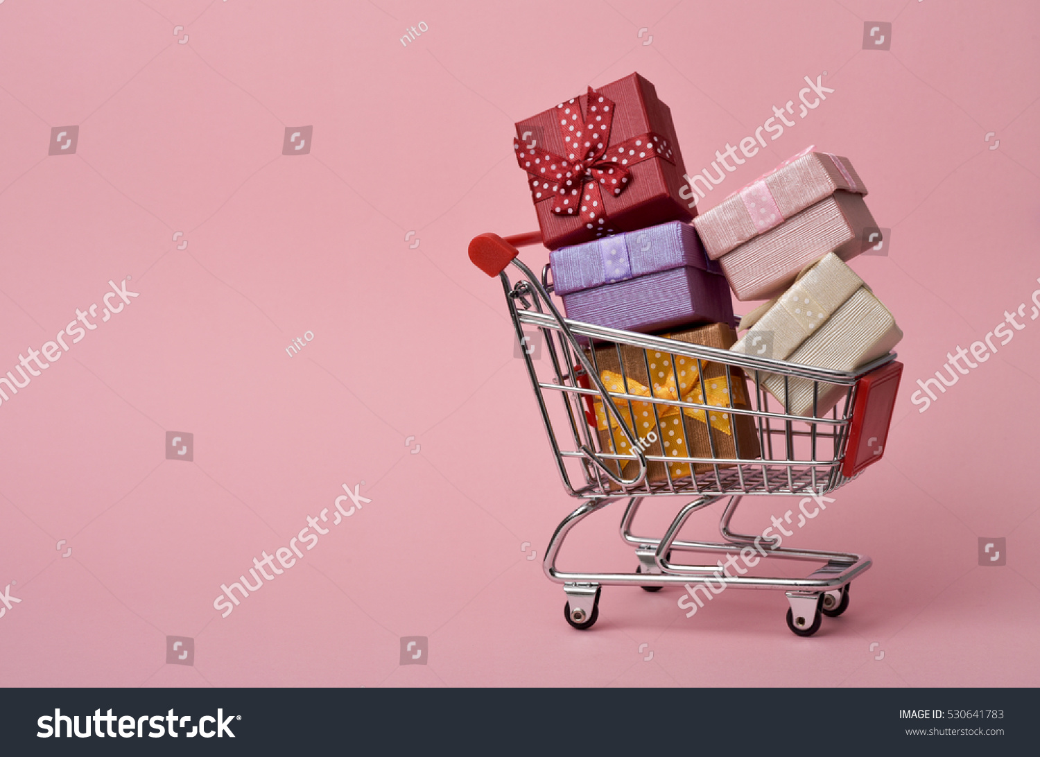 Shopping Cart Full Gifts Different Colors Stock Photo 530641783 ...