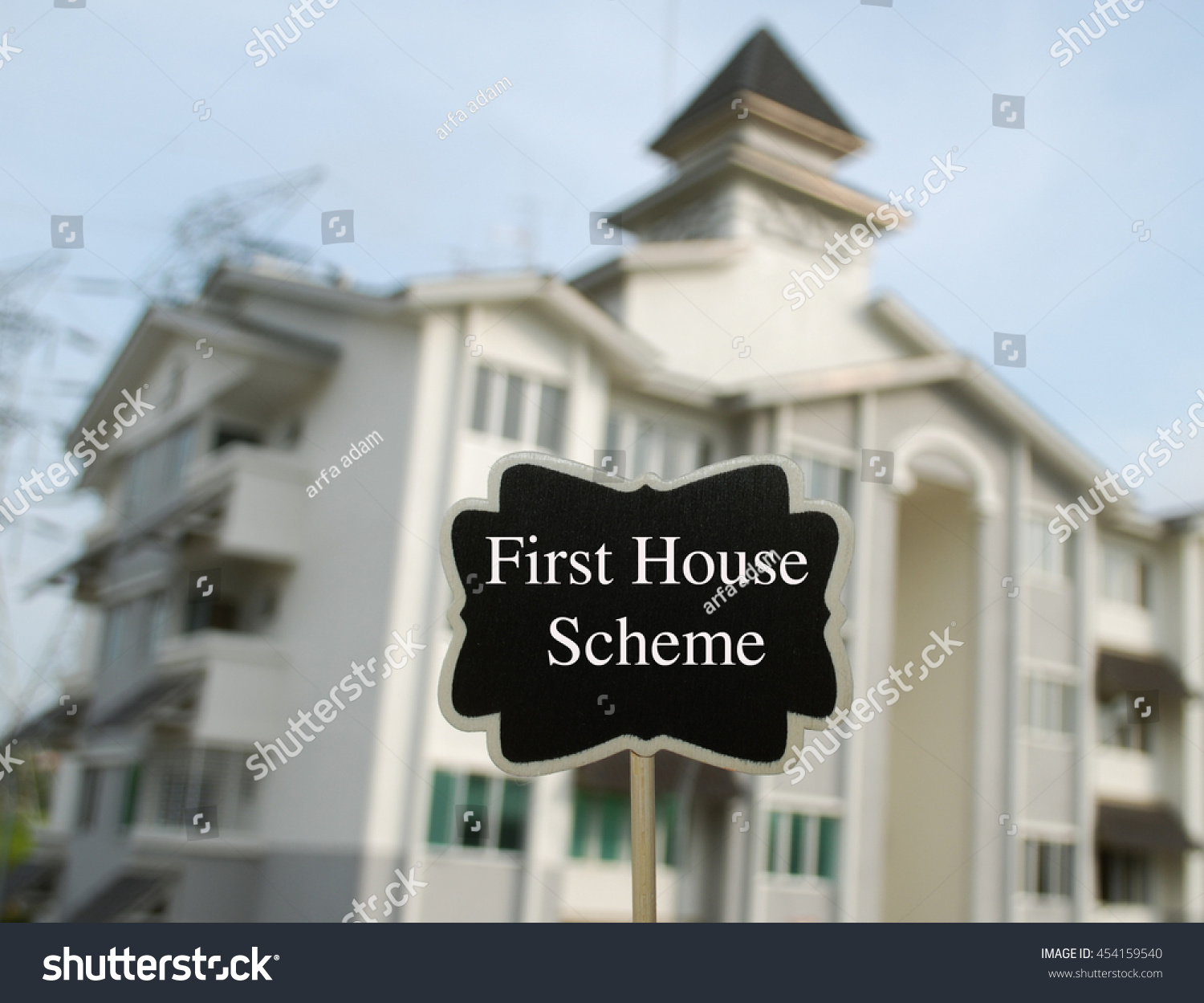 Signboard Word First House Scheme Apartment Stock Photo Edit Now 454159540