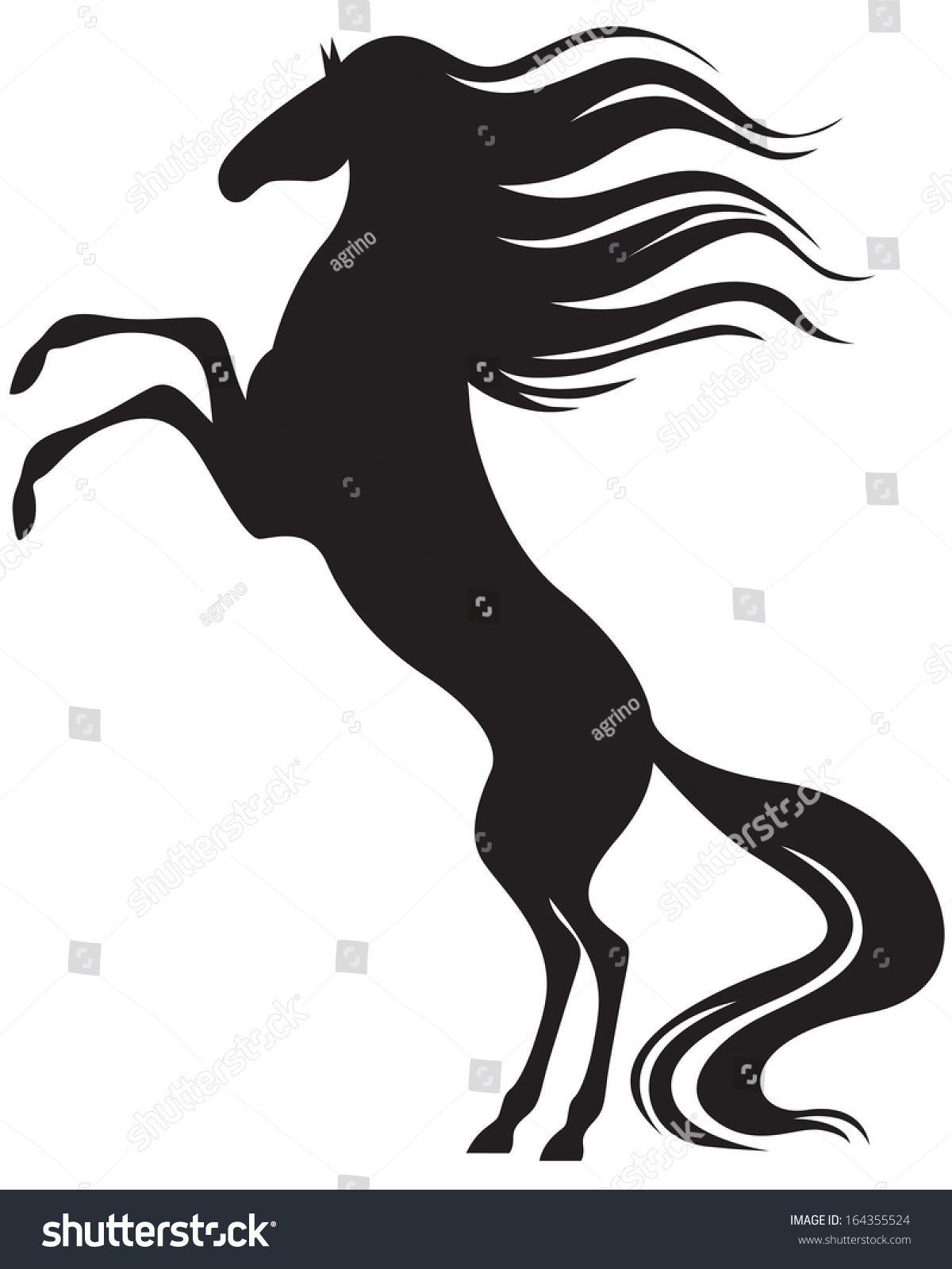 Silhouette Image Beautiful Horse Has Stood Stock Illustration 164355524