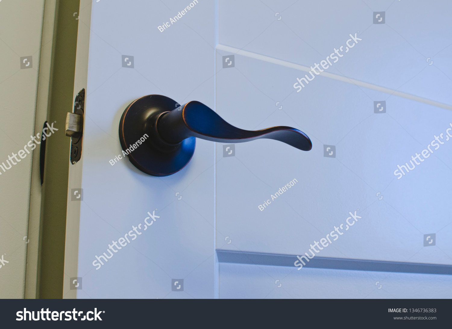 Single Open Door Bronze Style Handle Stock Photo Edit Now 1346736383