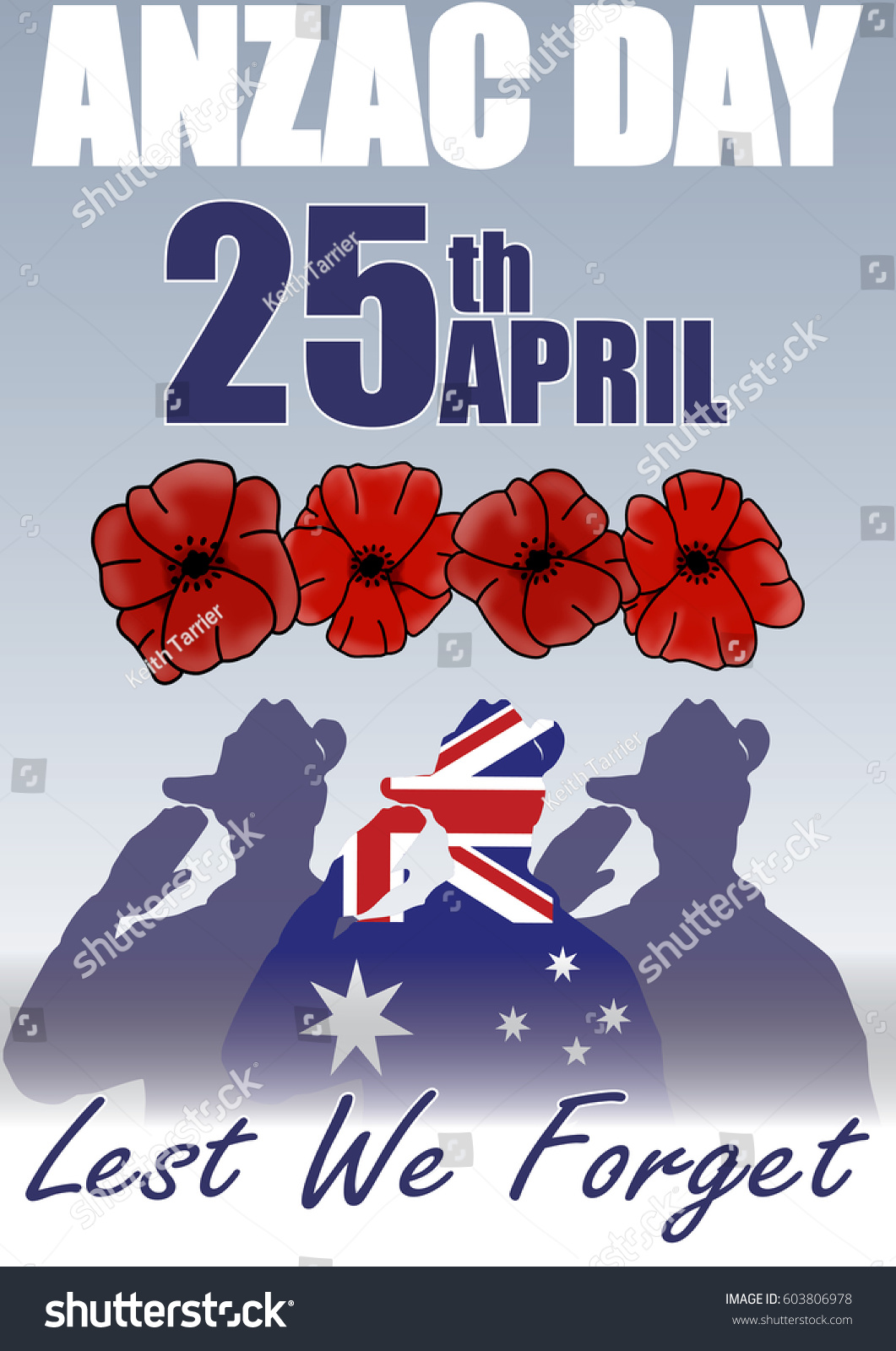 A4 Sized Anzac Day Poster Australian ภาพประกอบสต็อก 603806978