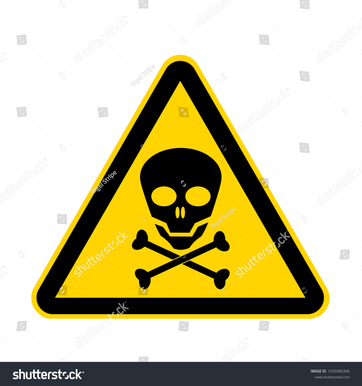 Skull Yellow Danger Sign Isolated On Stock Illustration 1435996340 ...