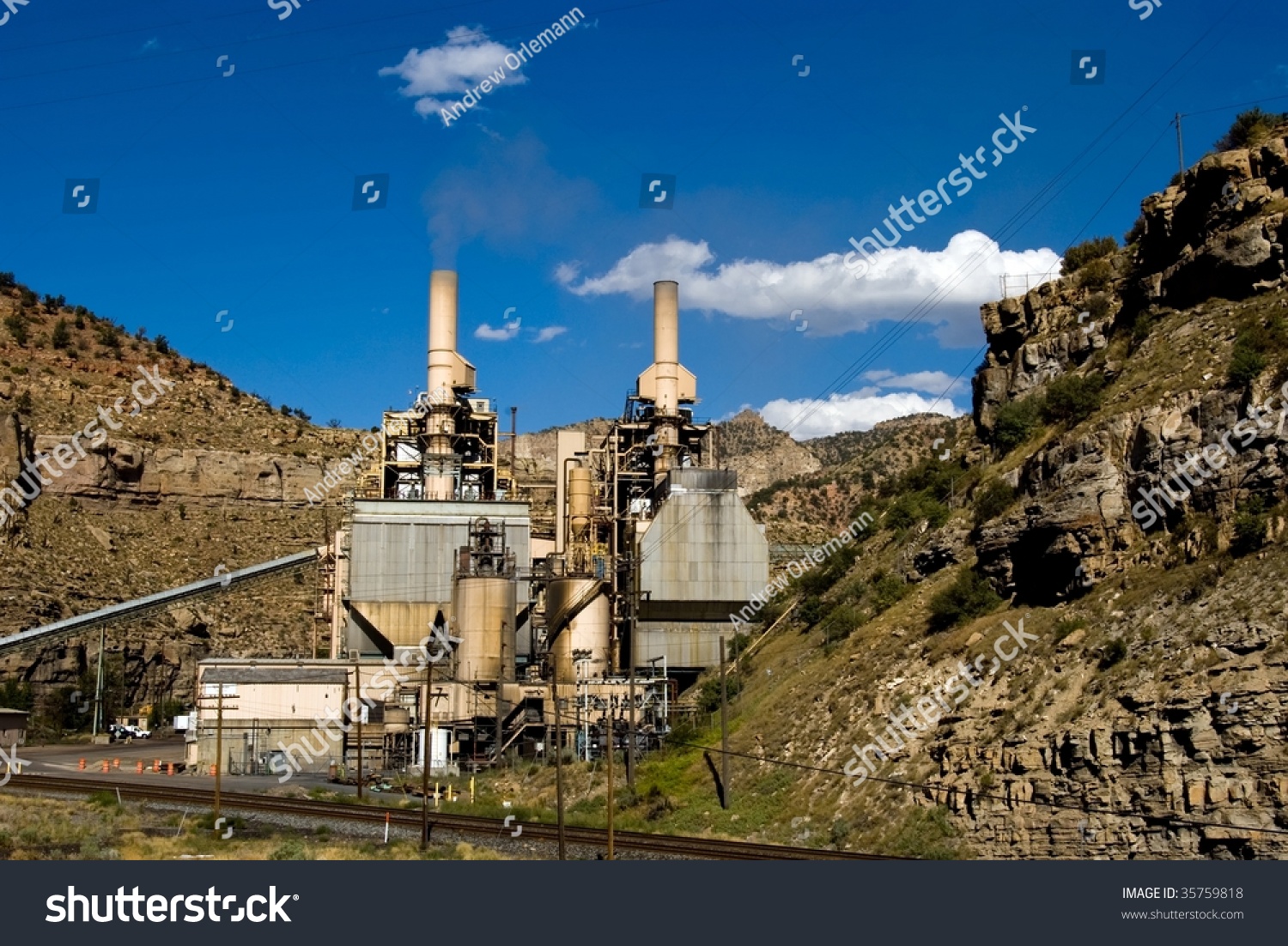 A Small Coal Fired Power Plant In A Canyon. Stock Photo 35759818 ...