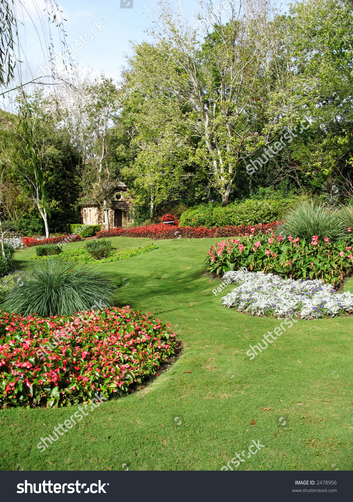 small stone hut sits formal garden stock photo (edit now) 2478956