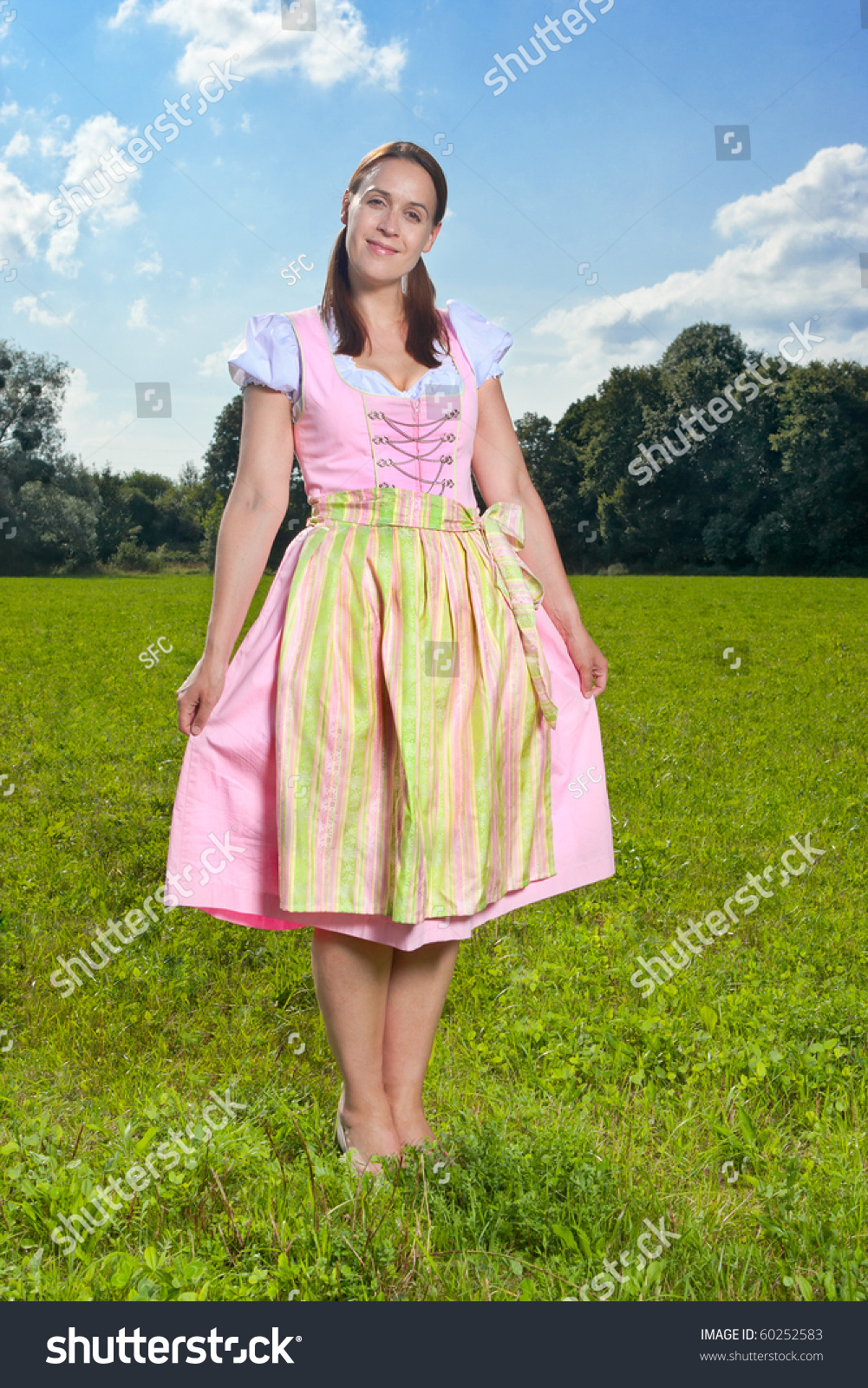 Smiling German Girl Traditional Dirndl Dress Stock Photo 60252583 ...