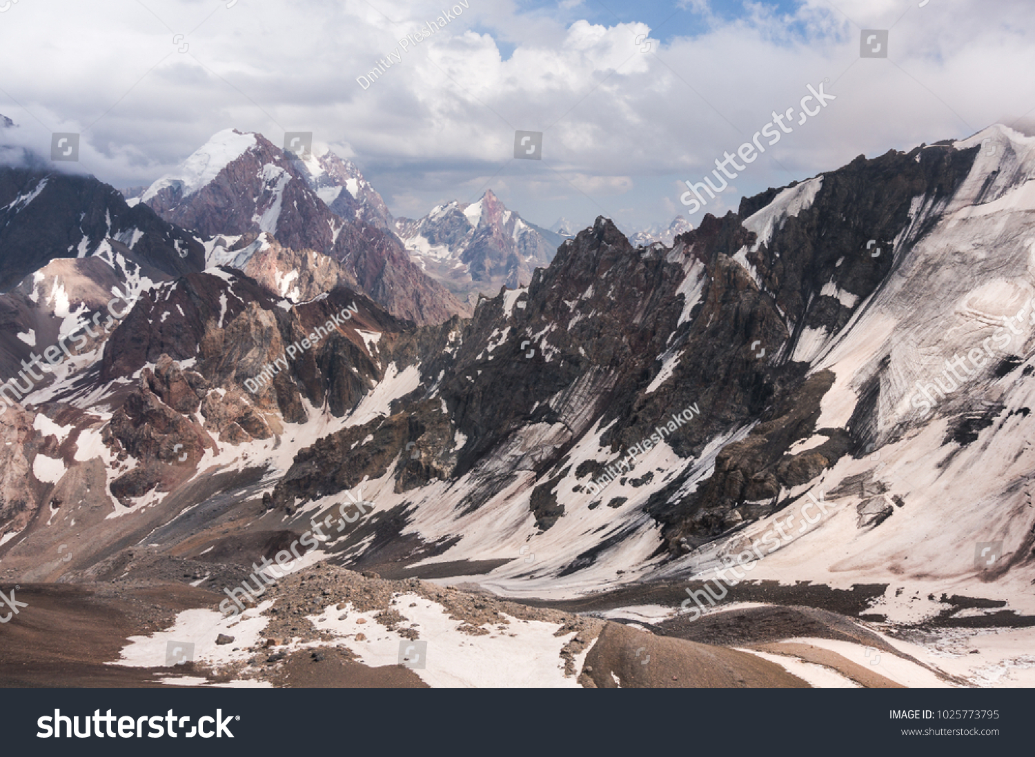 Snowy Rocky Mountain Landscape On Cloudy Stock Photo Edit Now