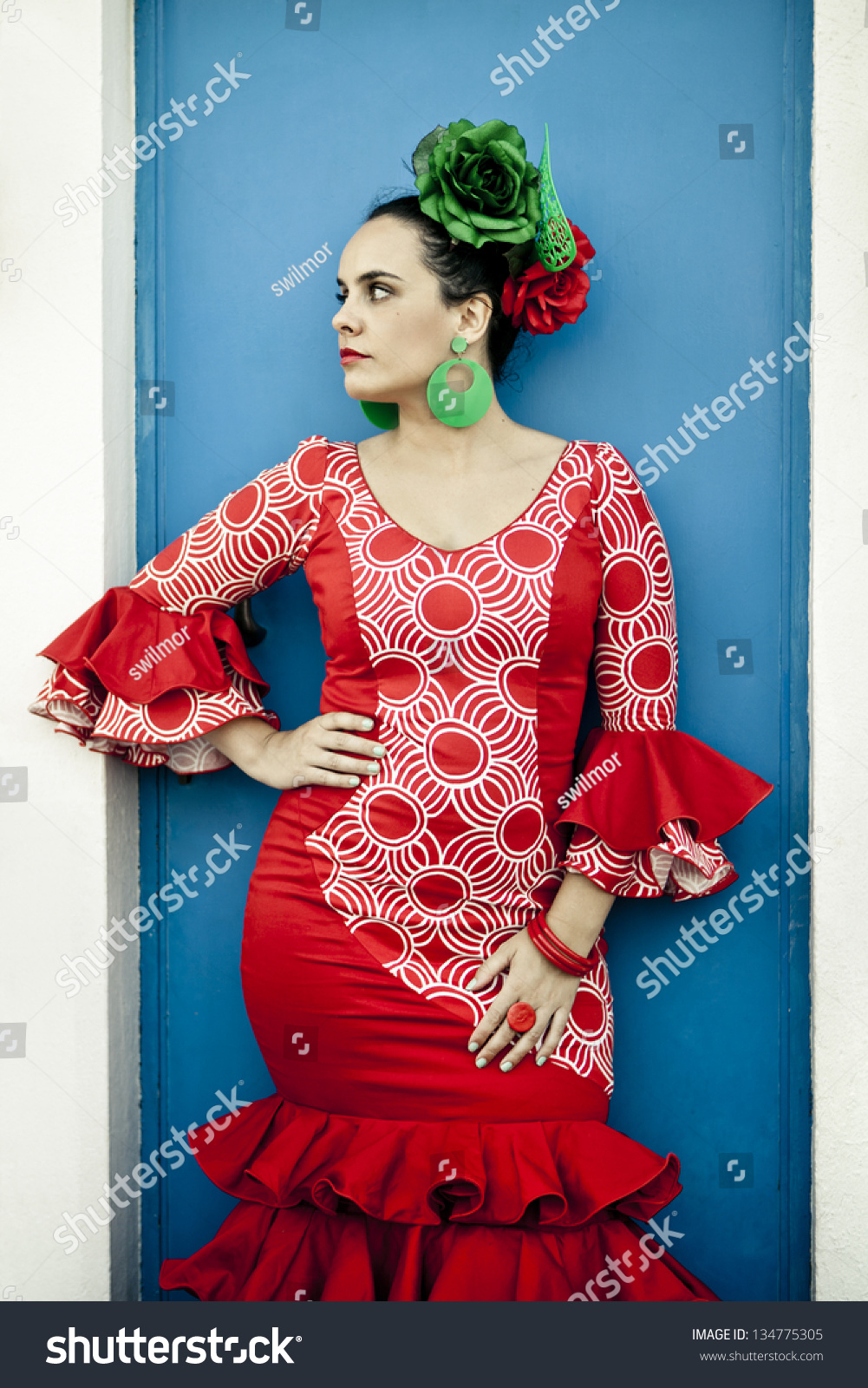 red spanish style dress