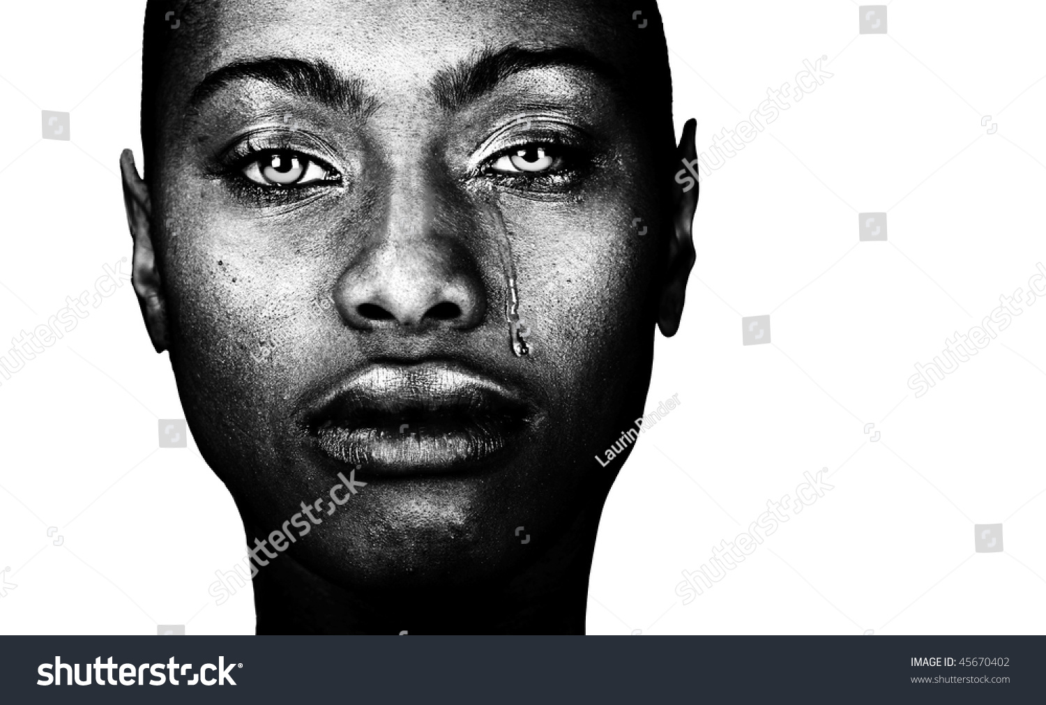 A Striking Image of a Afro American Woman Crying