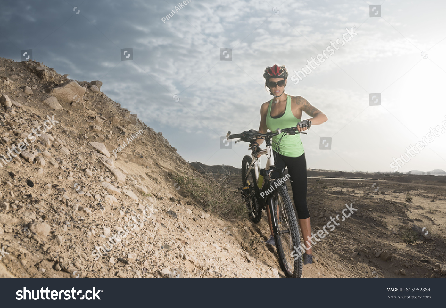 Strong Beautiful Athletic Woman Wearing Bicycle Stock Photo Edit Now