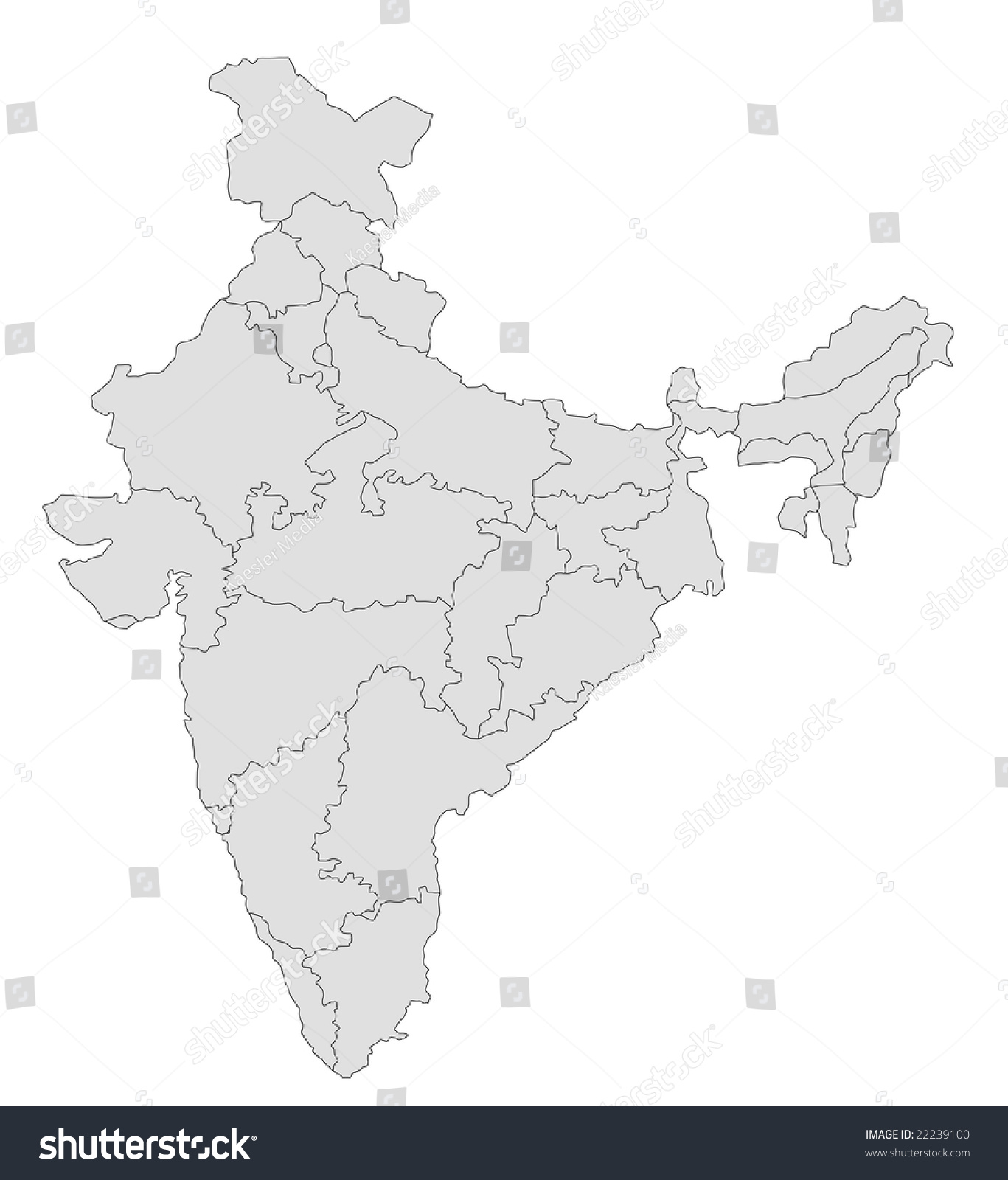 Stylized Map India Light Grey Tone Stock Illustration 22239100 ...