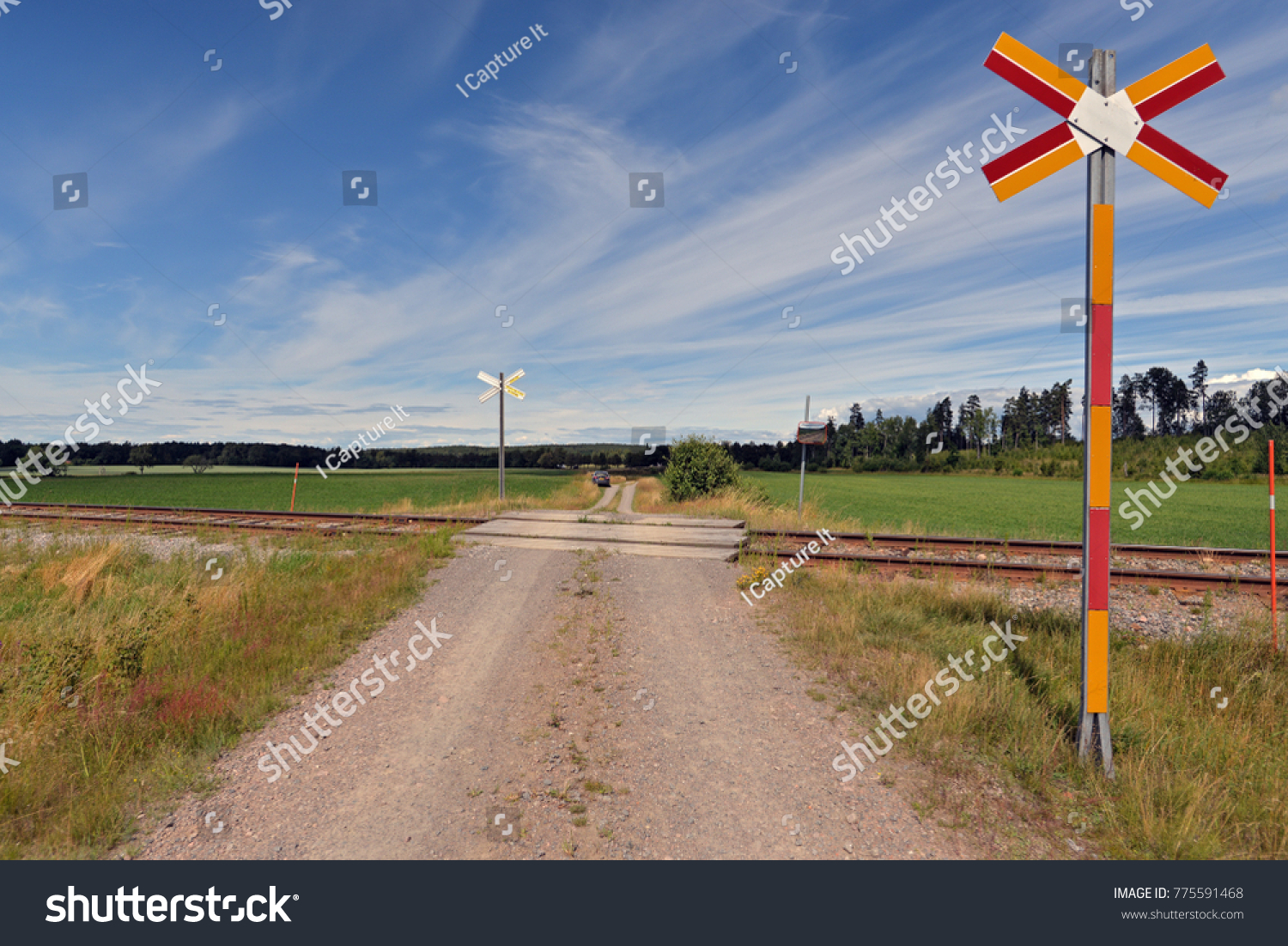 Swedish Level Crossing Without Barriers On Stock Photo Edit Now