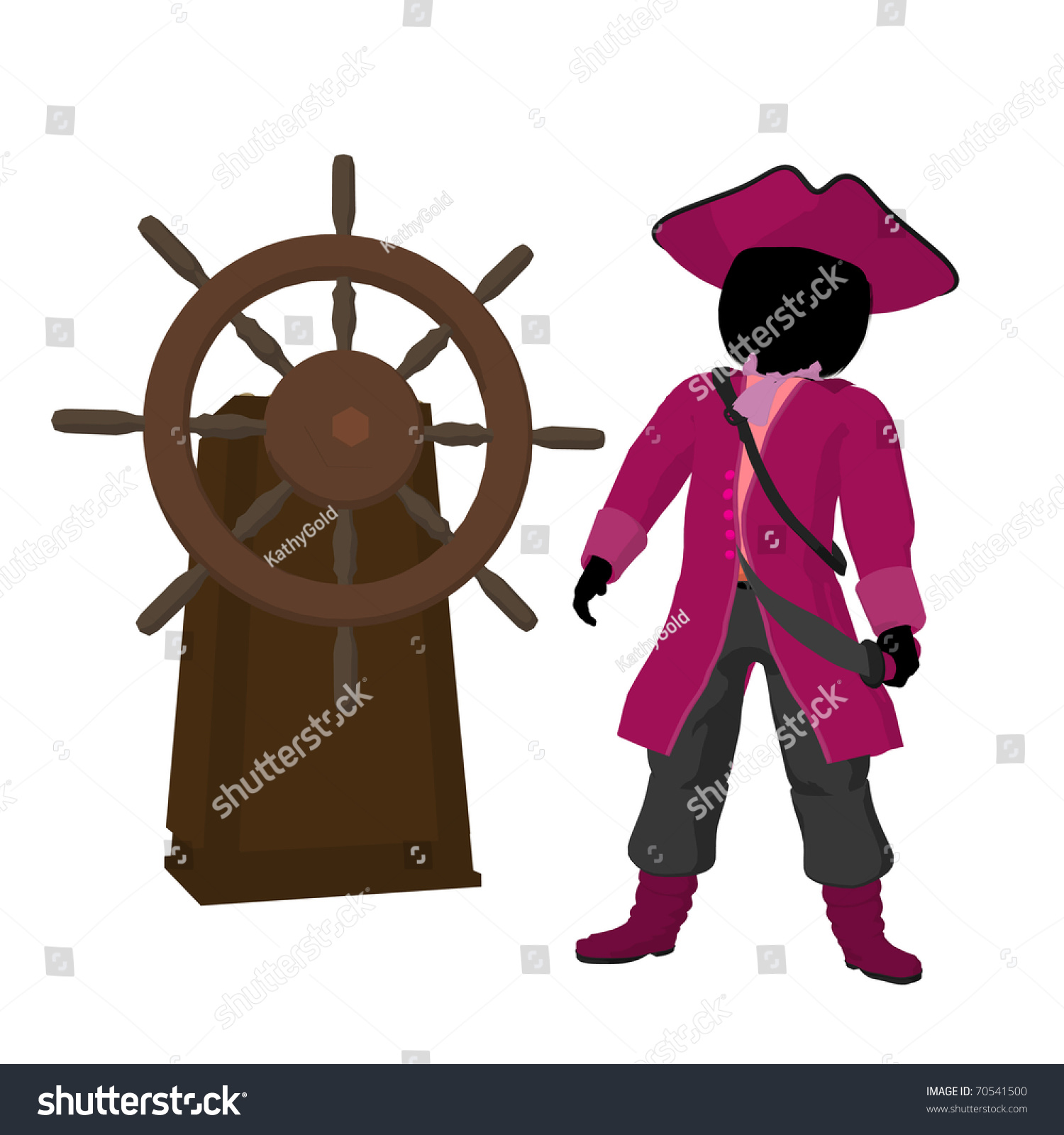 Teen Pirate Ship Wheel On White のイラスト素材