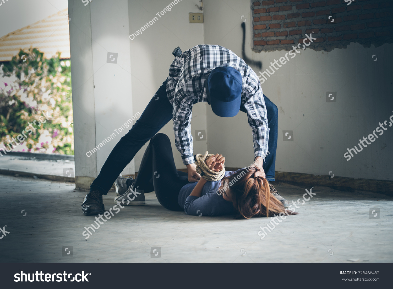 Terrorist Man Attacking Young Women Hostage Stock Photo (Edit Now ...