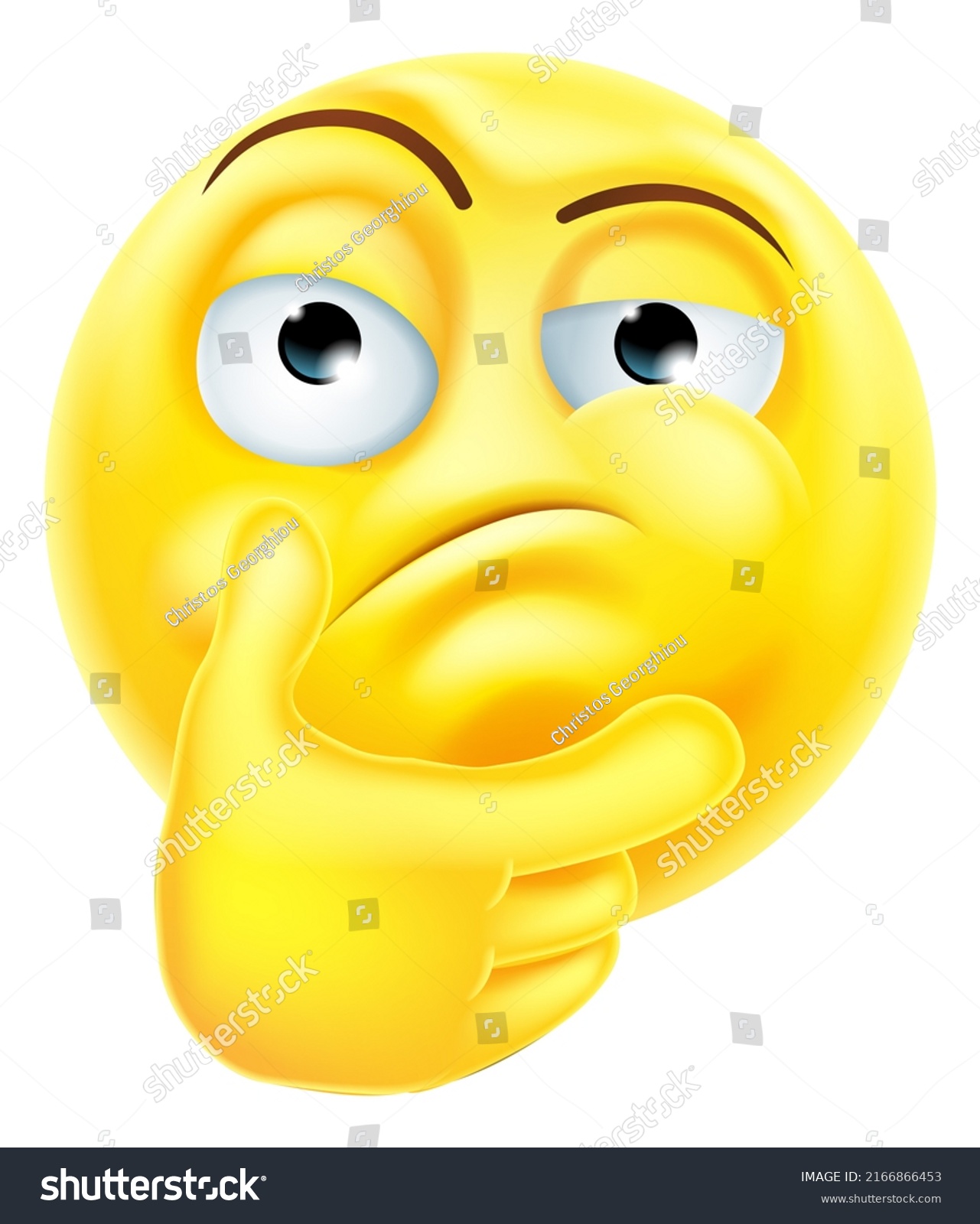 Thinking Emoticon Cartoon Icon Character Their Stock Illustration ...