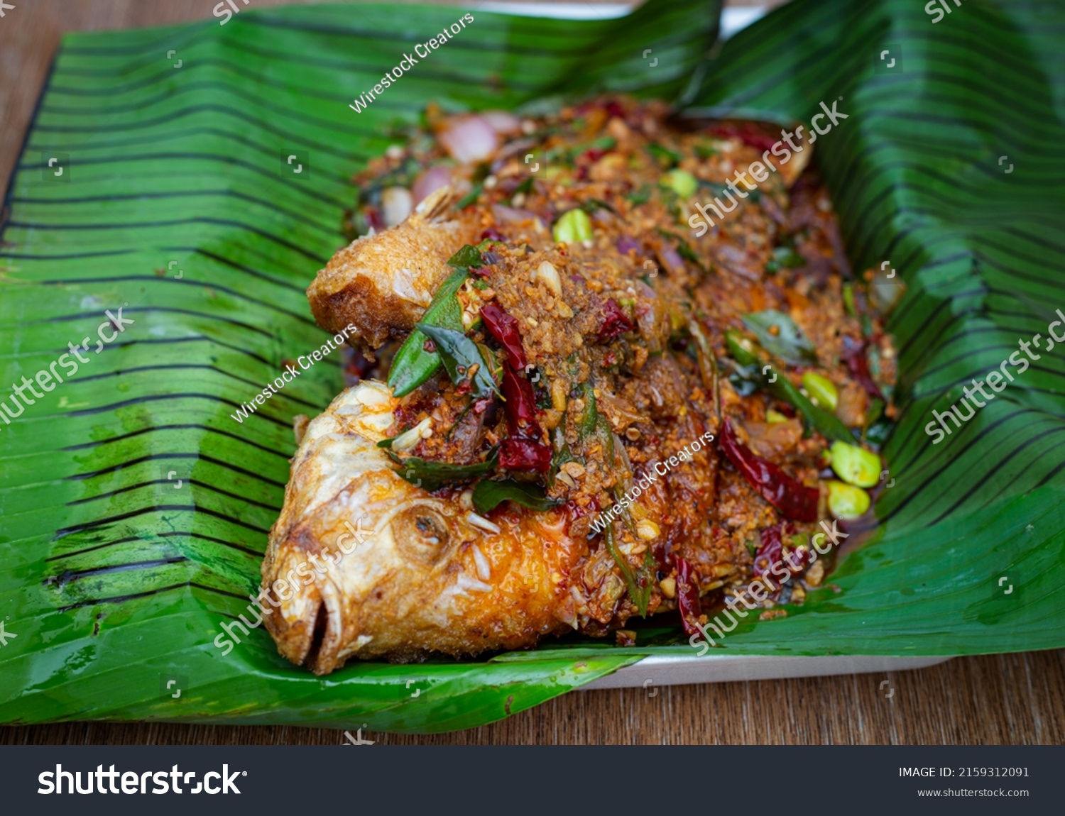 Top View Sizzling Fish Dish Stock Photo 2159312091 | Shutterstock