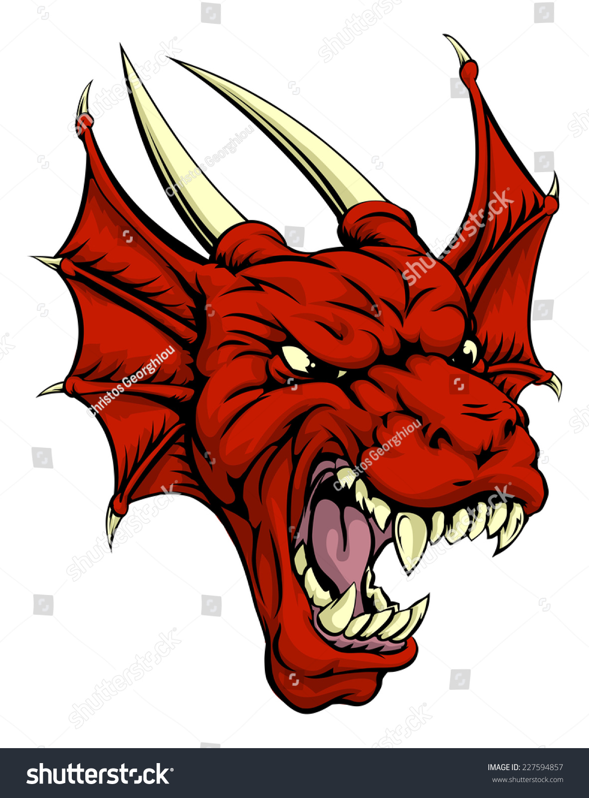 Tough Looking Red Dragon Mascot Character Stock Illustration 227594857 ...