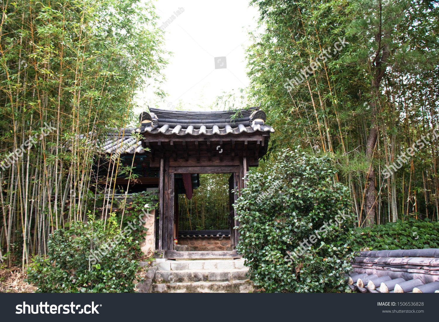Traditional Tileroofed House Bamboo Forest Stock Photo Edit Now 1506536828