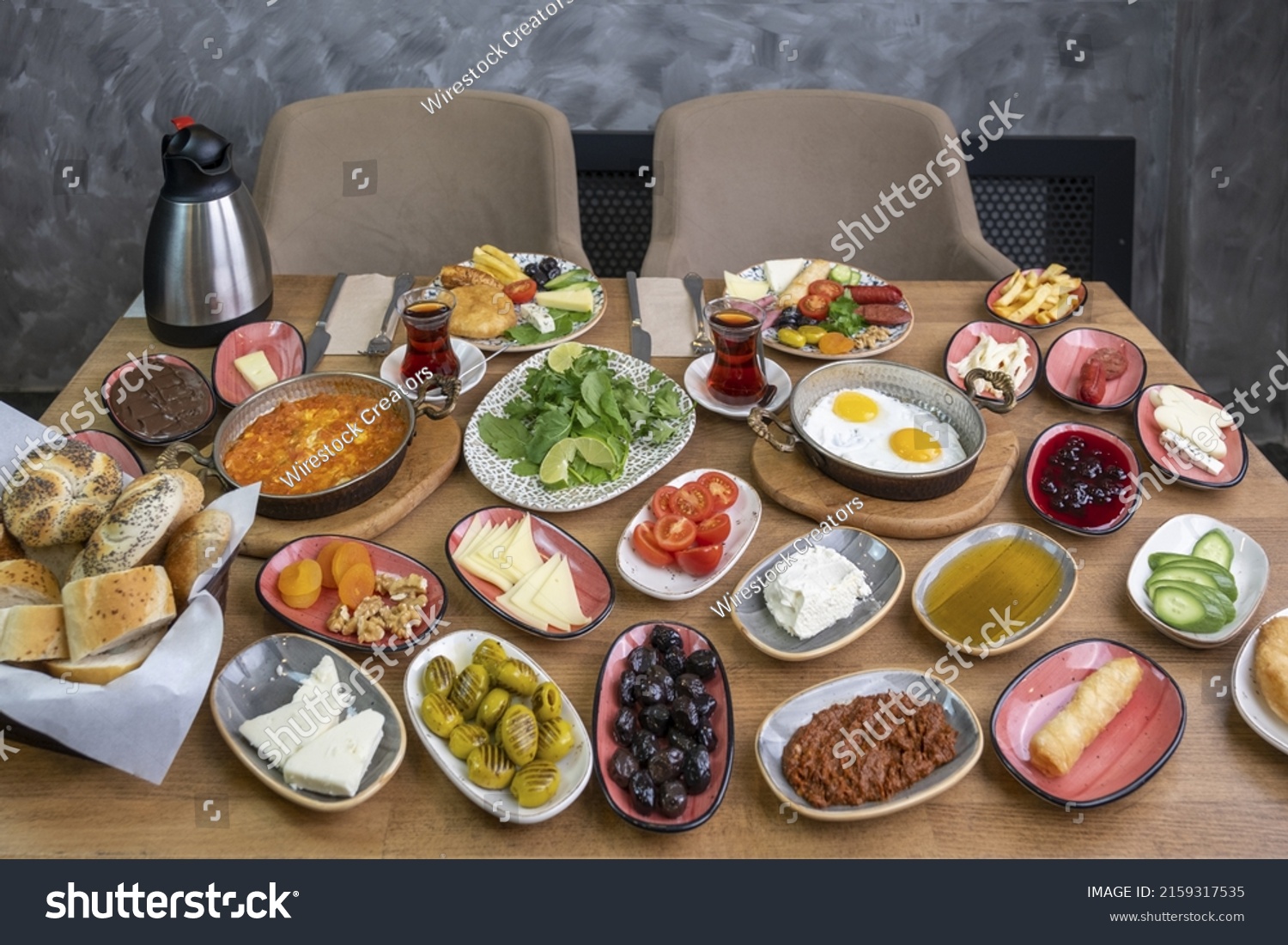 Traditional Turkish Breakfast Table Serpme Kahvalti Stock Photo ...