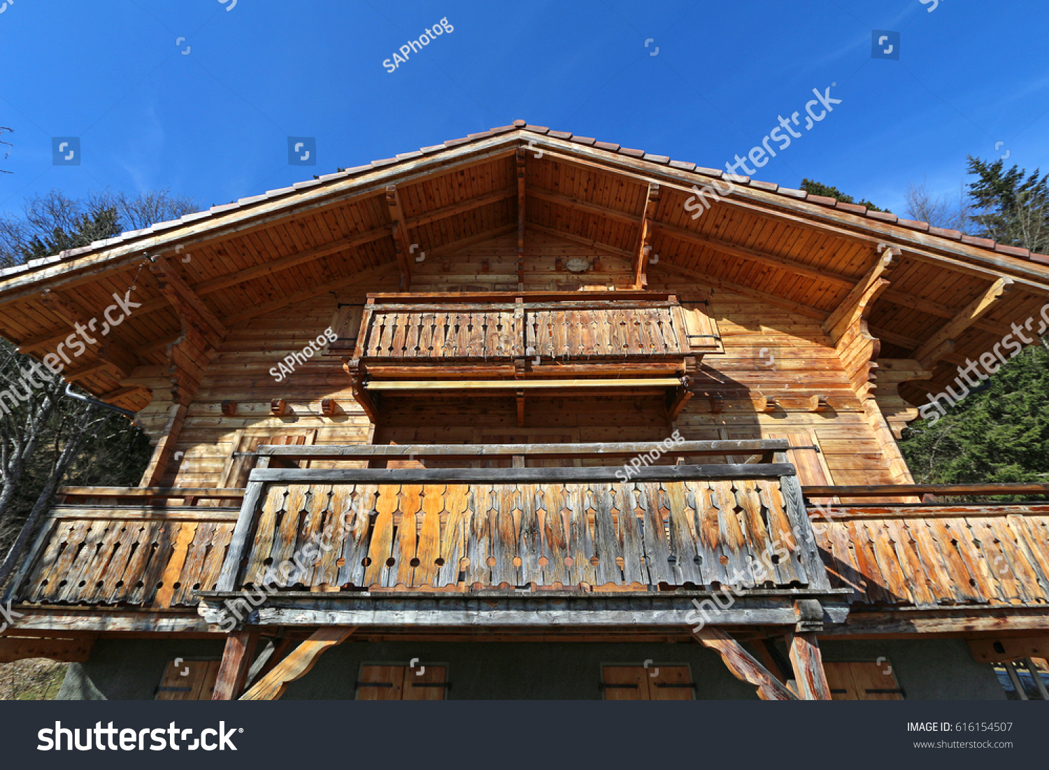 Traditional Wooden Swiss Cottage Rural Alpine Stock Photo Edit