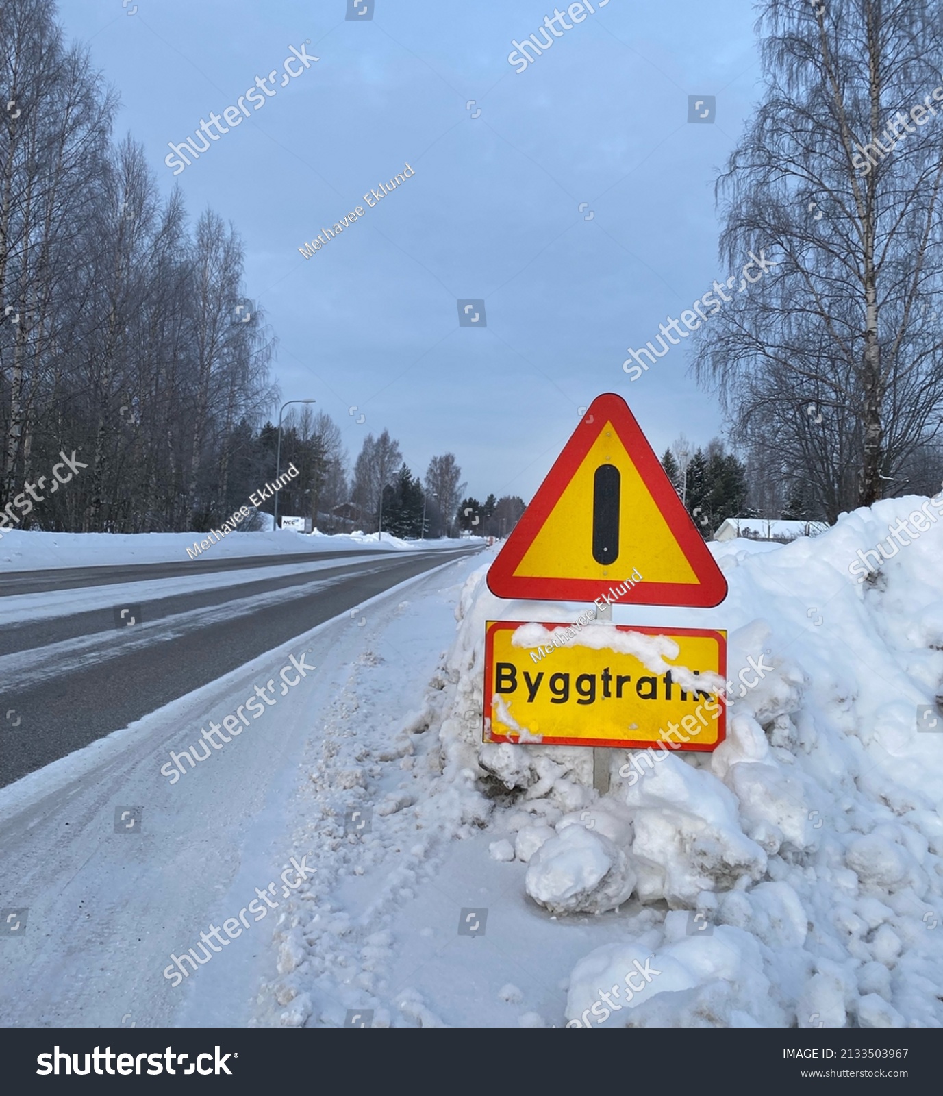 Traffic Sign Swedish Language That Mean Stock Photo 2133503967 ...