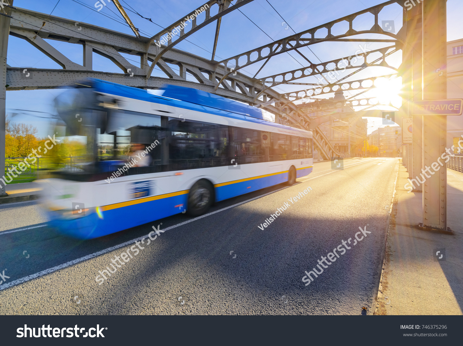 Trolley Bus Old Town Ostrava Sunset Stock Photo Edit Now 746375296