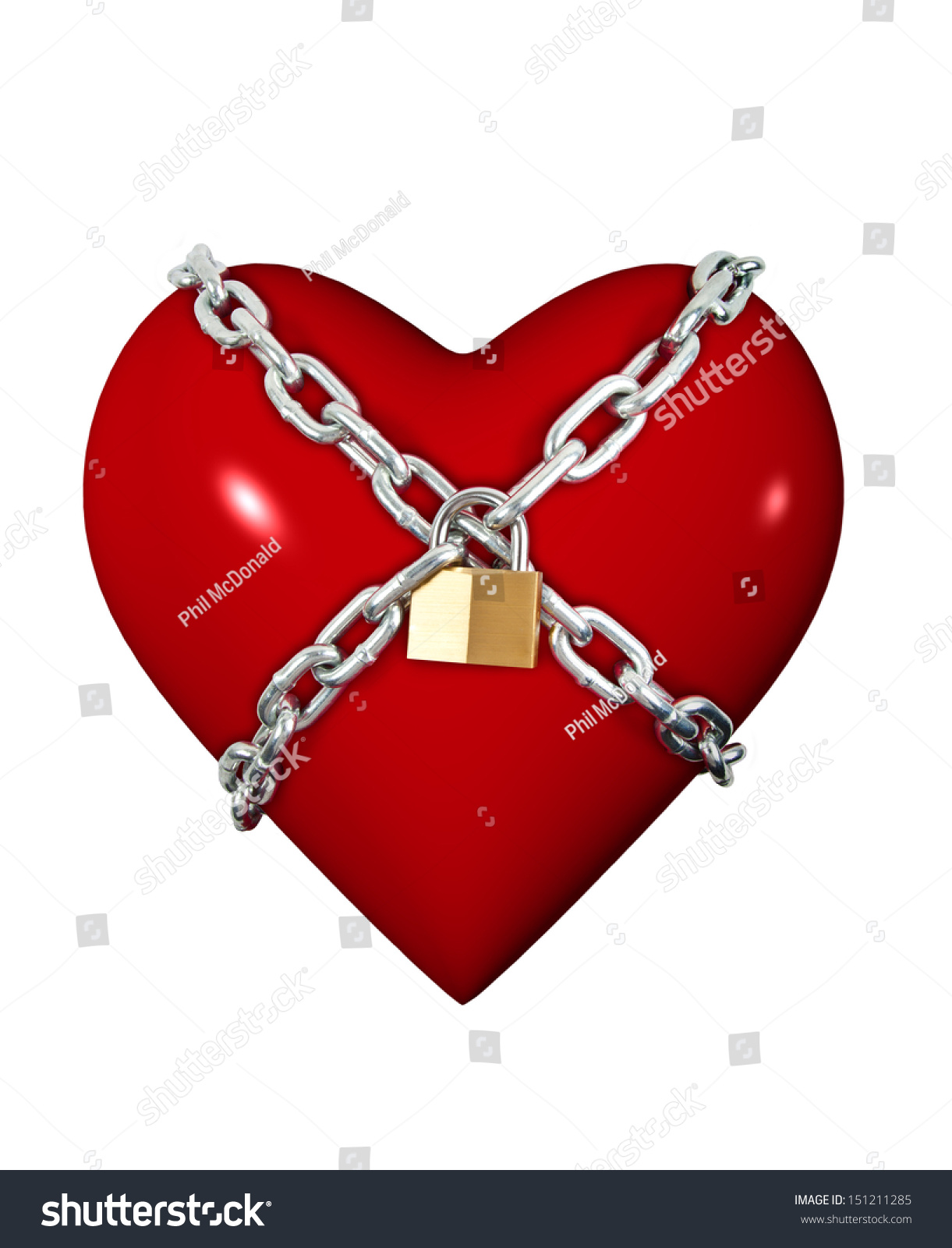 A Valentine Heart, Wrapped In Heavy Silver Chains And Locked With A Pad ...