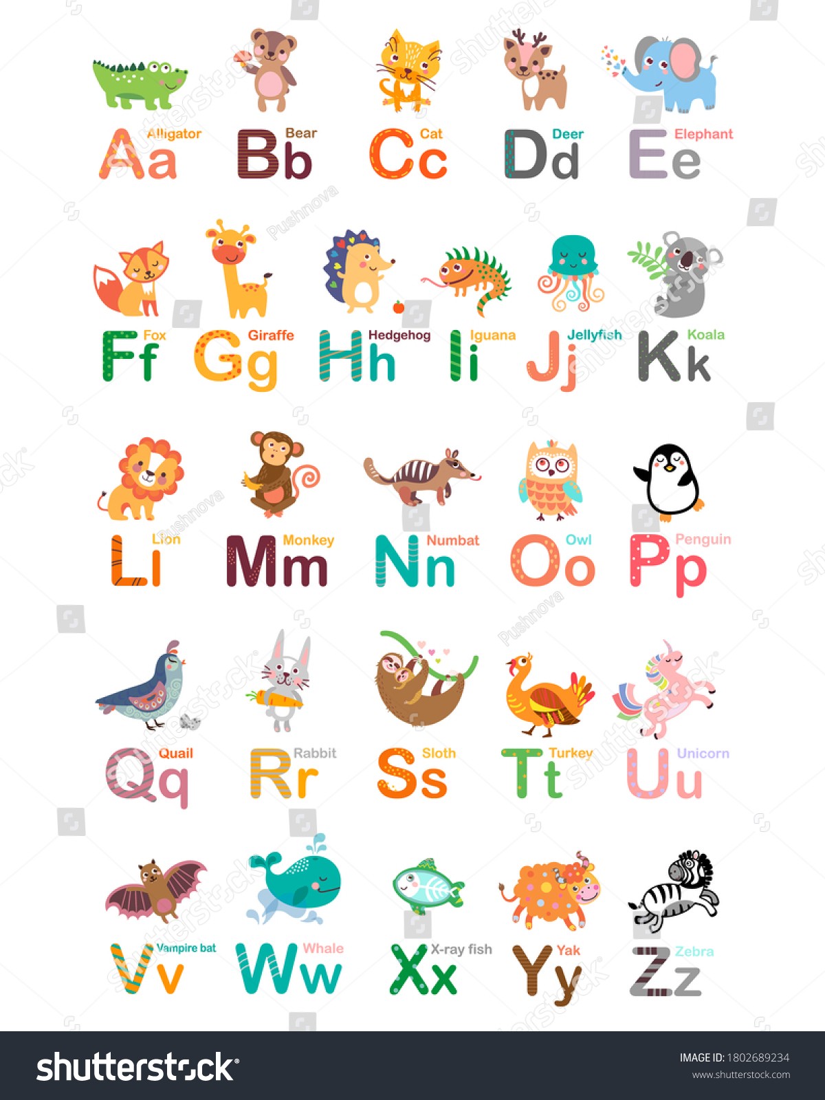 Vector Illustration Cute Animal Alphabet Z Stock Illustration ...