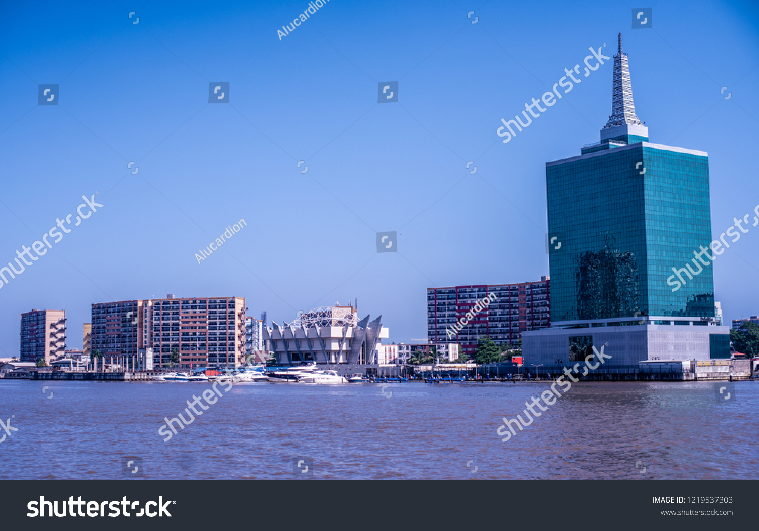 View Lagos Lagoon Victoria Island Lagos Stock Photo 1219537303